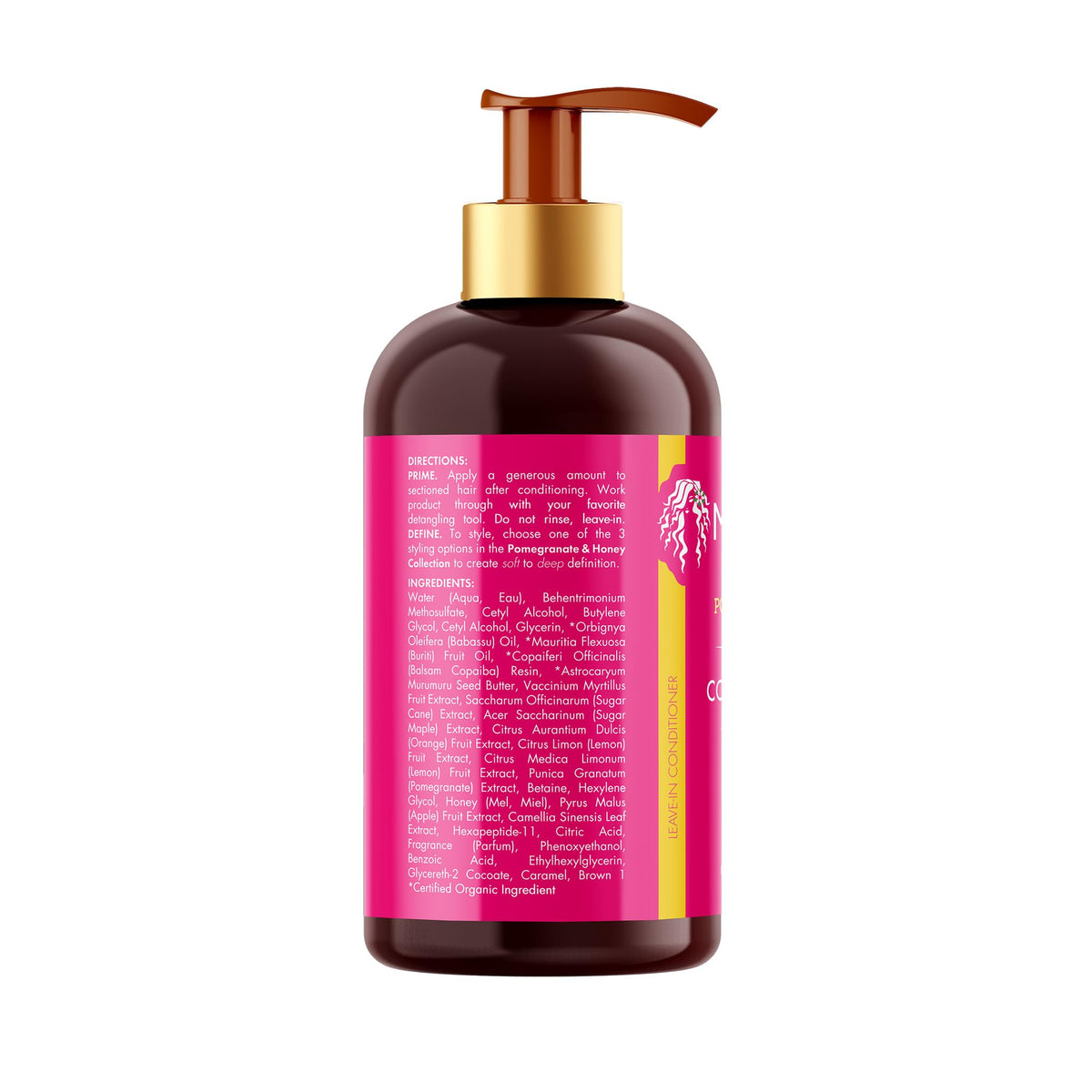 Mielle Organics product label closeup showing directions and claims