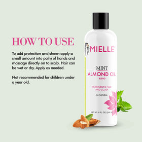 Close-up of Mielle Organics label ingredients listing natural components