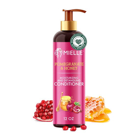 Mielle Organics front packaging showing 12 fl oz bottle and label benefits