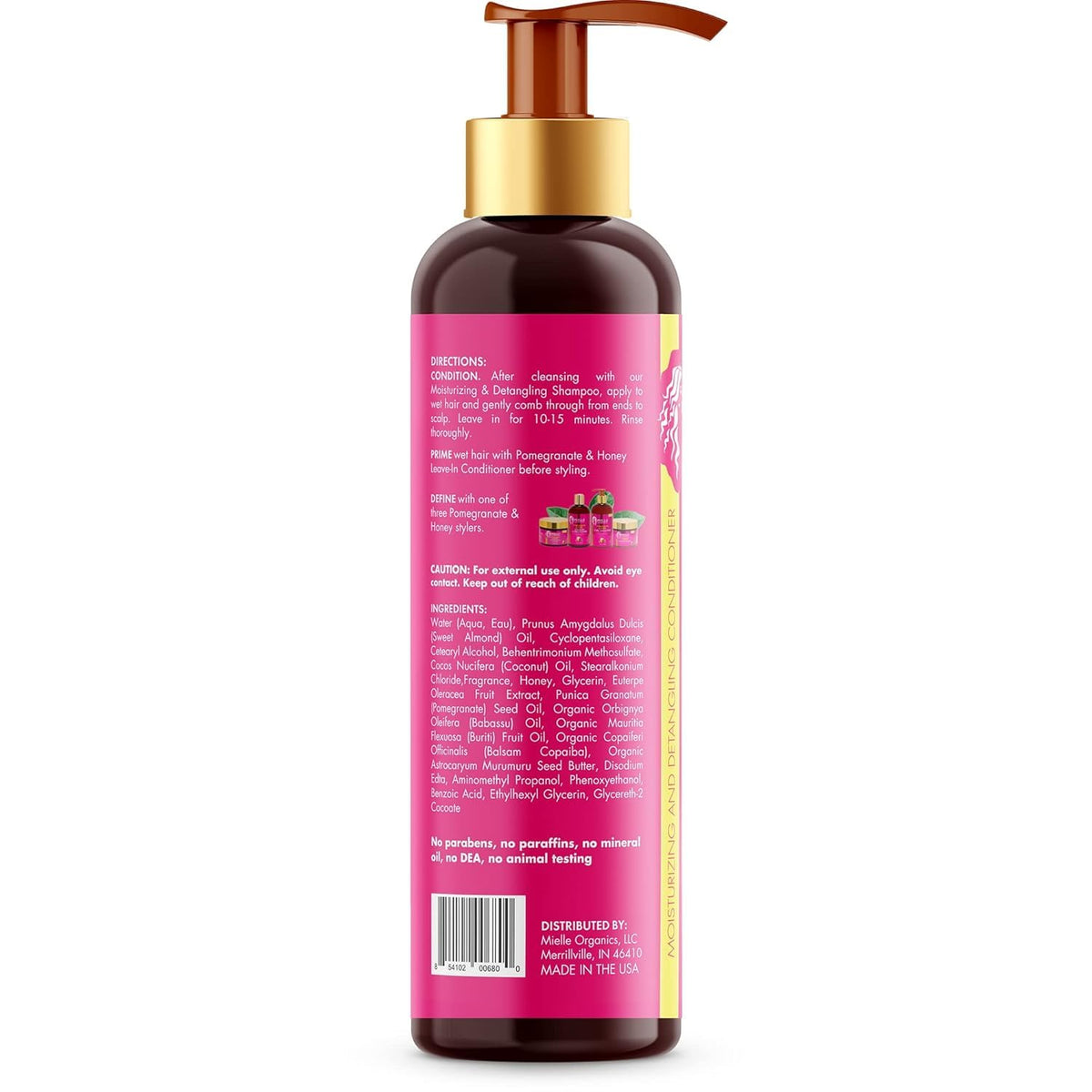 Mielle Organics bottle on bathroom shelf suggesting daily routine use
