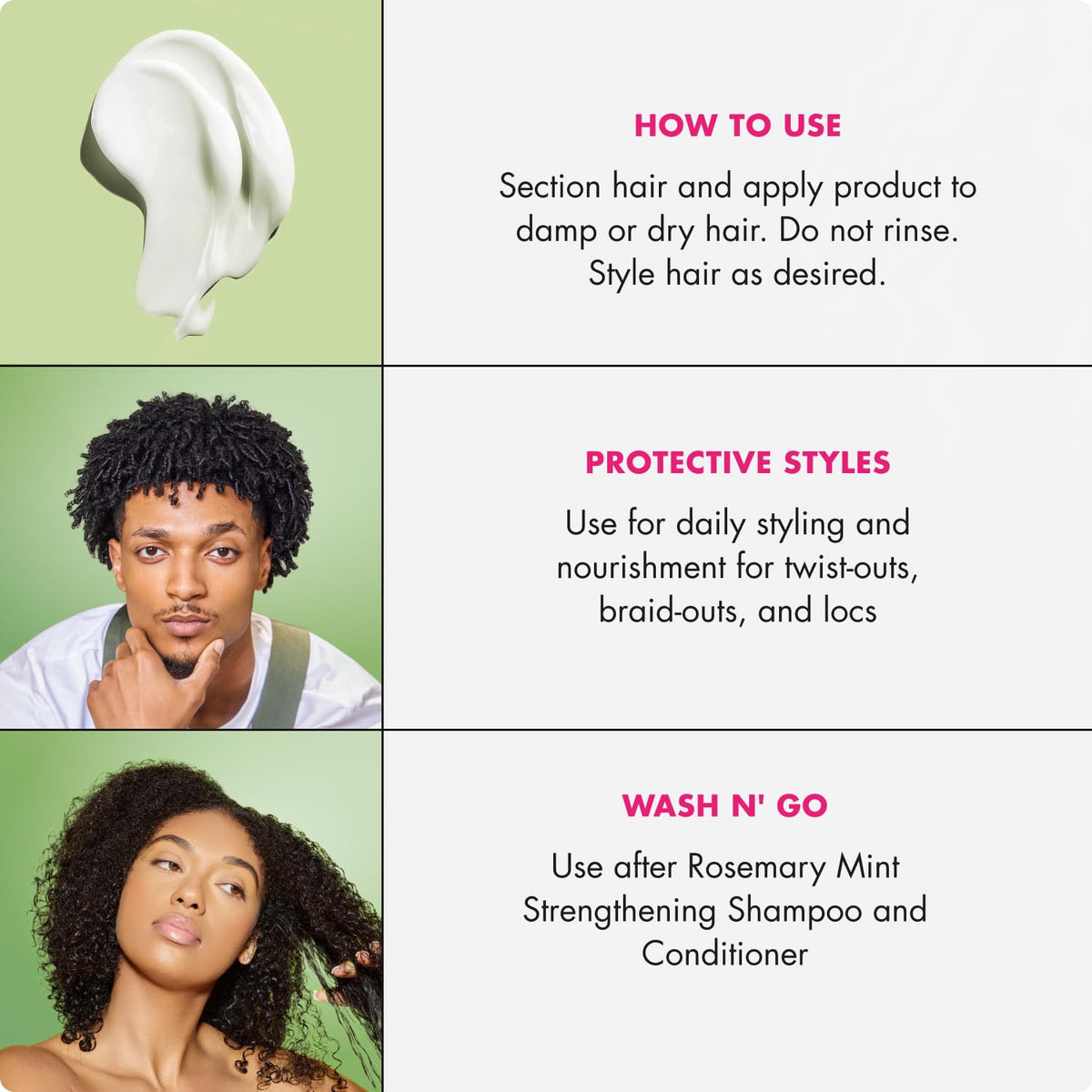 Mielle Organics cream dispensed in palm demonstrating easy distribution benefit