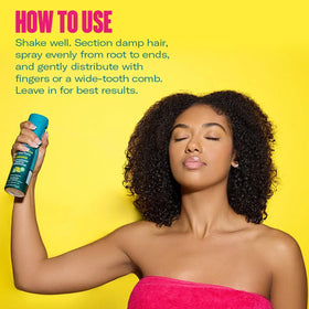 Mielle Organics mist on damp curly hair demonstrating easier detangling