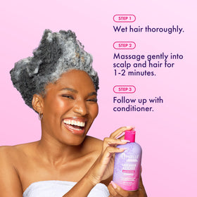 Mielle Organics shampoo texture close-up demonstrating moisturizing, non-drying formula