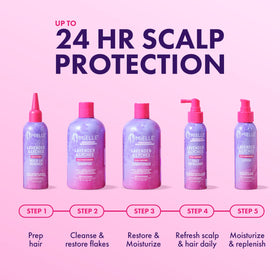 Mielle Organics shampoo being massaged into scalp showing soothing itch relief