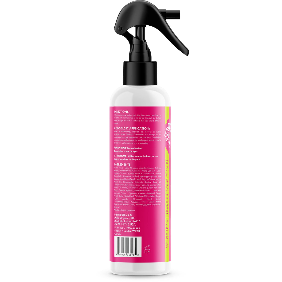 Mielle Organics fine mist spray close-up delivers even hydration and slip