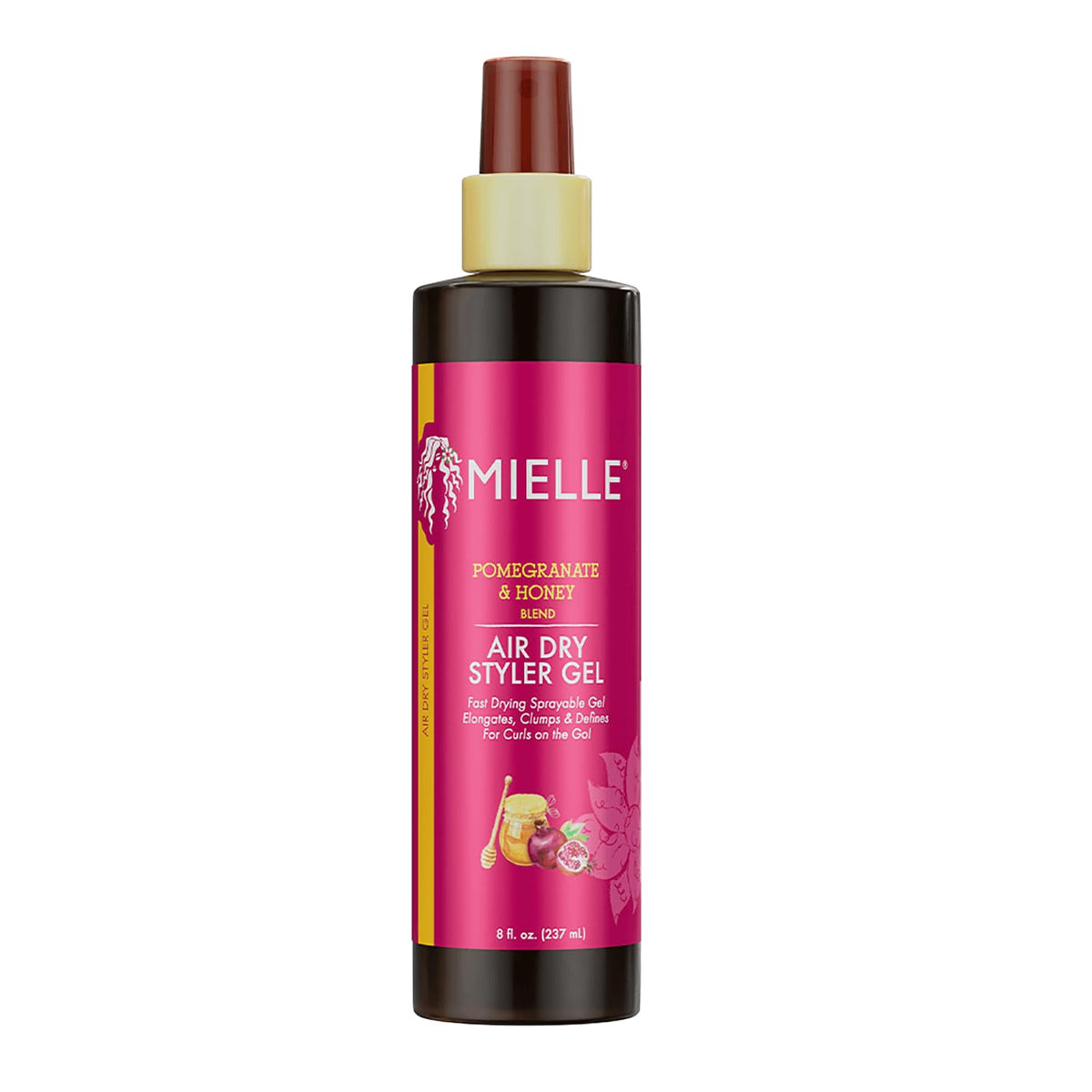 MIELLE jar front view showing label and 8 oz size with clear branding and benefit