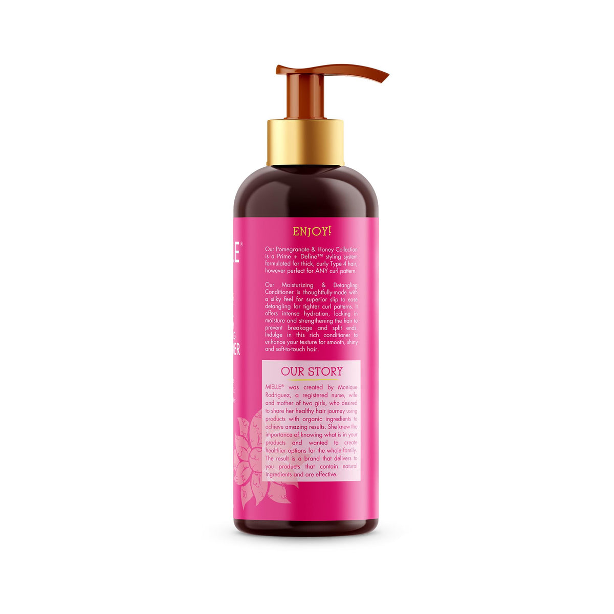Mielle Organics bottle next to a ruler showing 32 ounce size for scale