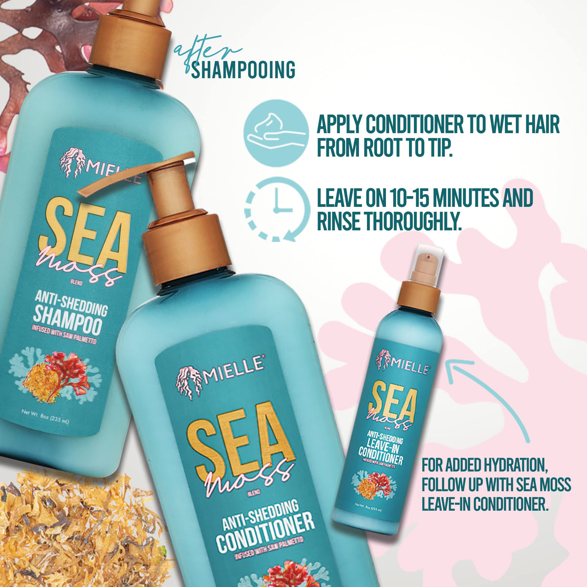 Mielle Organics conditioner applied in shower demonstrating easy spread