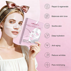 Mifeloy open mask close-up displaying gel sheet and clear adhesion for lasting hydration