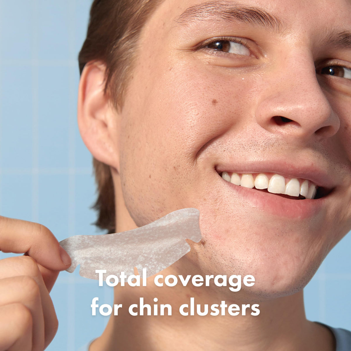 Mighty Patch chin close-up of hydrocolloid texture showing gentle absorption benefit
