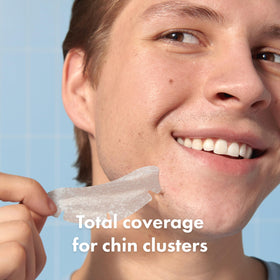 Mighty Patch chin close-up of hydrocolloid texture showing gentle absorption benefit
