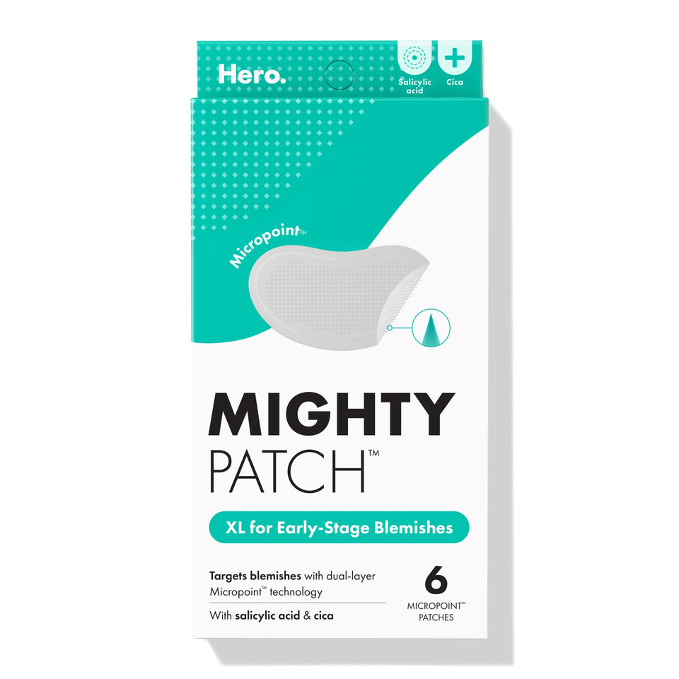 Mighty Patch front packaging showing six sealed peel sheets and product name for easy identification