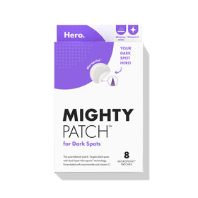 Mighty Patch front packaging showing box and sealed sheet, convenient travel-friendly design