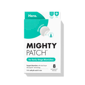 Mighty Patch HERO front packaging showing product name and 8-count convenience