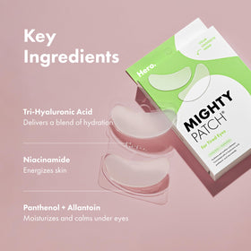Mighty Patch in use on model under eye demonstrating fit and visible refresh