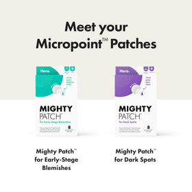 Mighty Patch ingredient label featuring Tranexamic Acid, Niacinamide, Vitamin C benefits