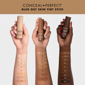 Milani tint swipe along jawline demonstrating 12-Medium Olive match and seamless blending