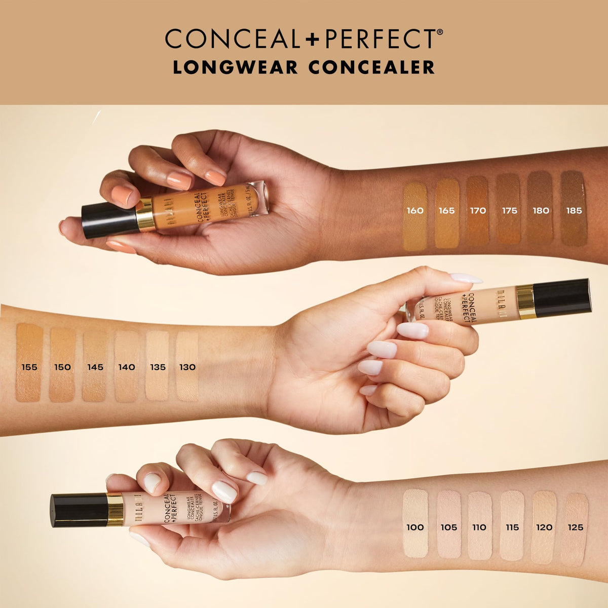 Milani application under-eye demonstration for crease-free coverage