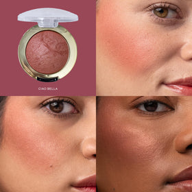 Milani baked blush swatch on arm demonstrating true-to-tone pigmentation and blendability