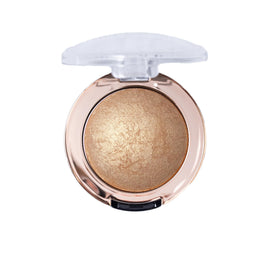 Milani baked highlighter pan close-up showing baked marbleized finish benefit