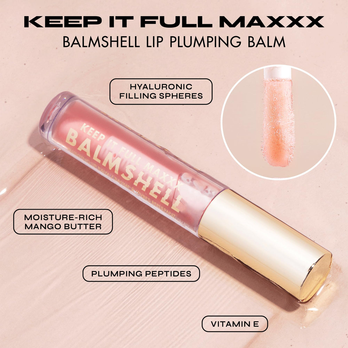 Milani balm texture close-up highlighting cushiony, moisturizing formula