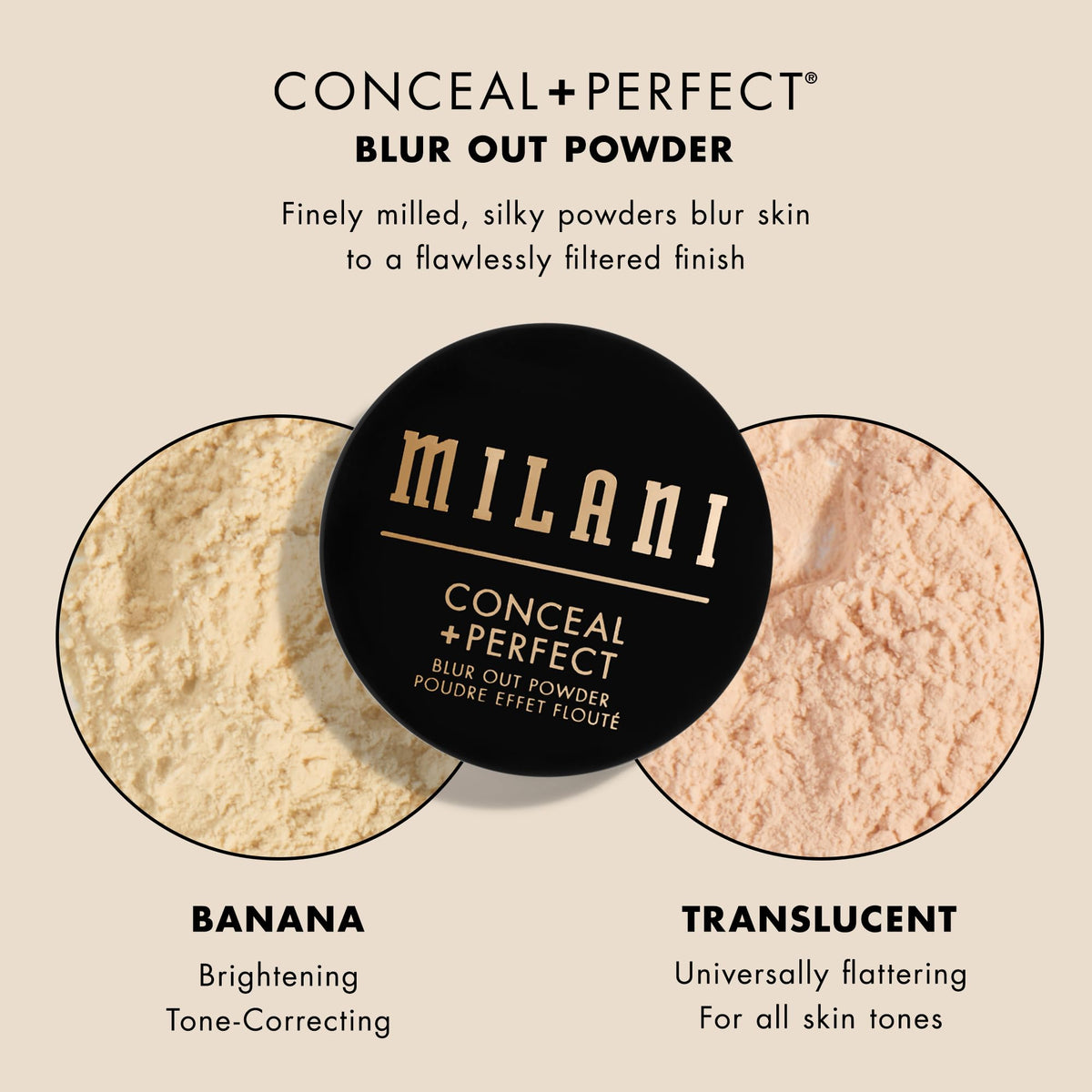 Milani setting powder under-eye application to set concealer and reduce creasing