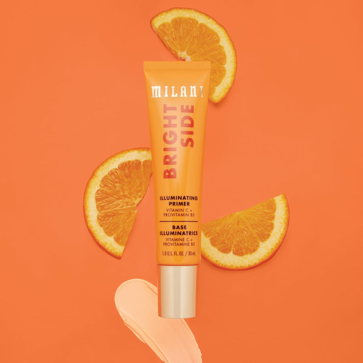 Milani bright side pump dispensing primer drop demonstrating lightweight application and control