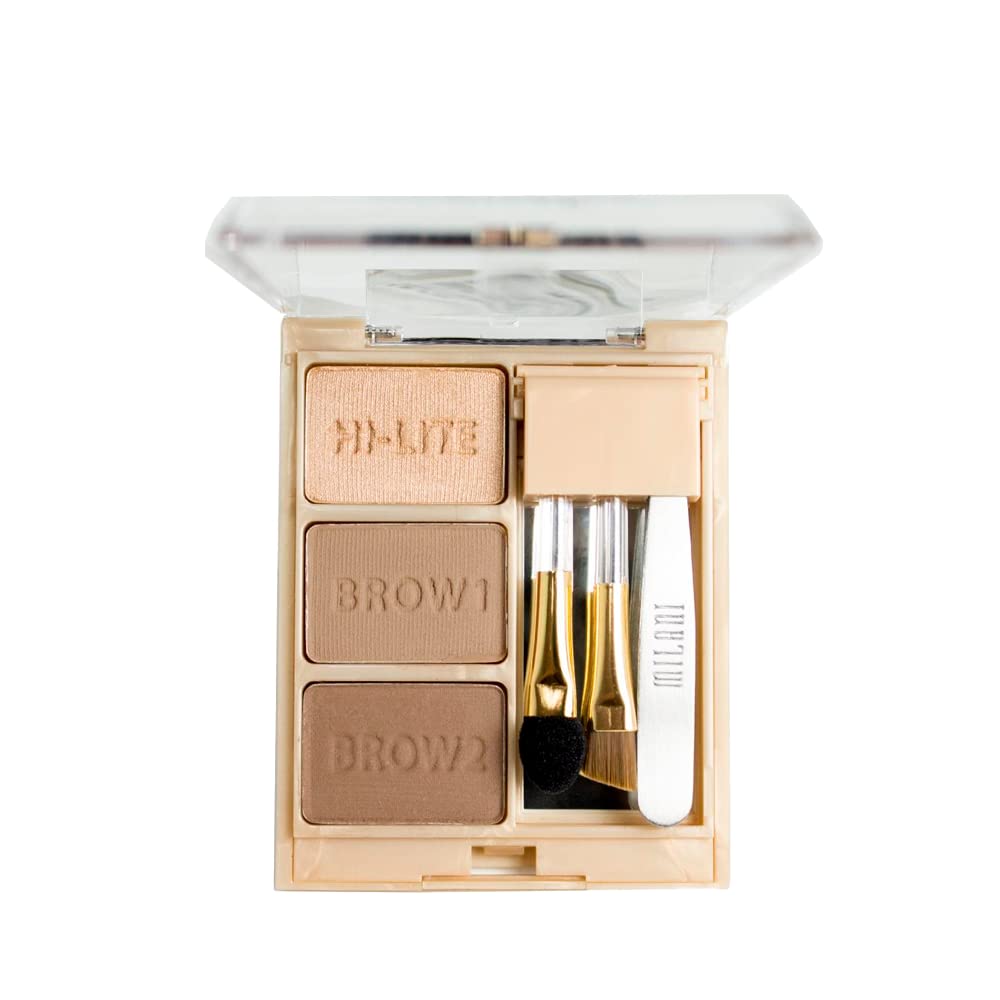 Milani Brow Fix Kit Light open palette showing powders and three tools for polished brows