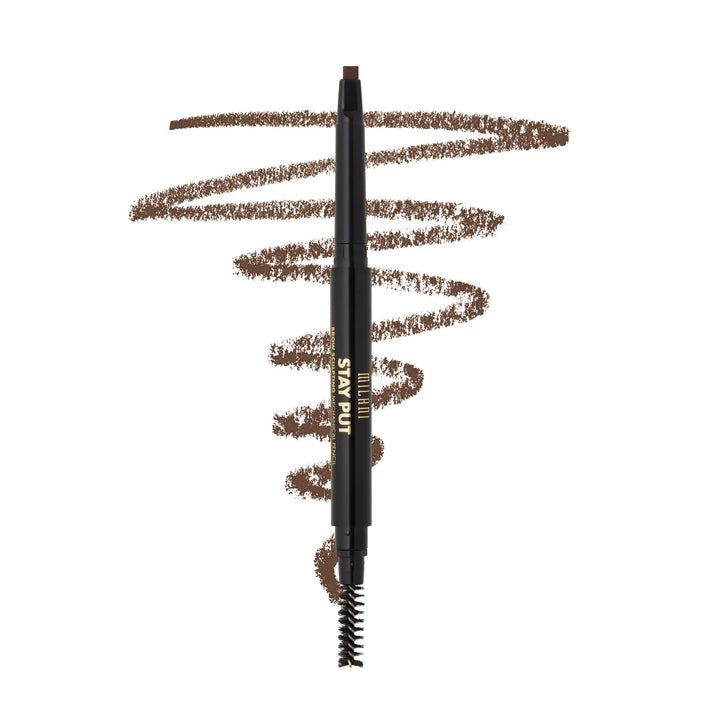Milani pencil front view showing product packaging and easy handheld design benefit