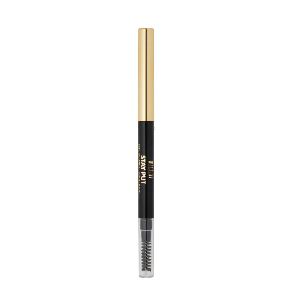 Milani brow pencil tip closeup in Espresso showing micro-angled tip for fine strokes