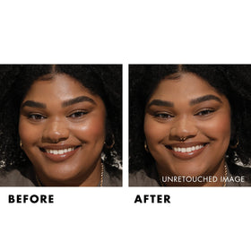 Milani brush applying powder to face showing lightweight blending benefit