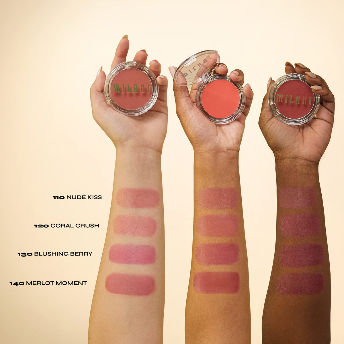 Milani Cheek Kiss application with fingertip illustrating easy blending