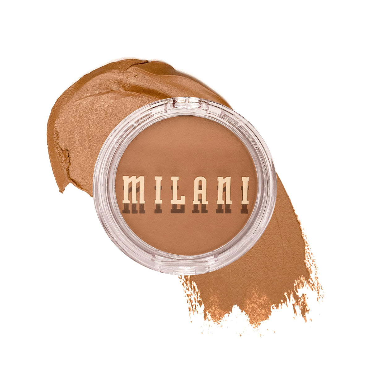 Milani Cheek Kiss cream bronzer front compact shows shade and packaging, portable benefit