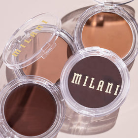 Milani compact tucked in a makeup bag illustrating travel-friendly convenience