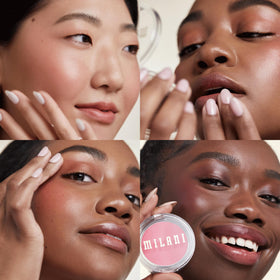 Milani Cheek Kiss applied on model cheeks for natural dewy color
