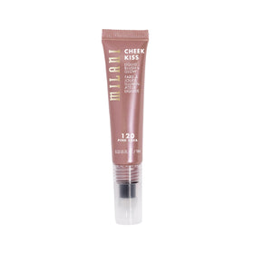 Milani Cheek Kiss size comparison next to hand illustrating travel-friendly design