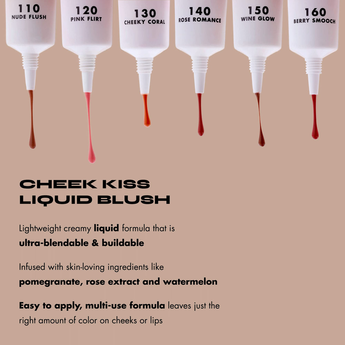 Milani liquid blush blended on skin demonstrating smooth, dewy finish benefit