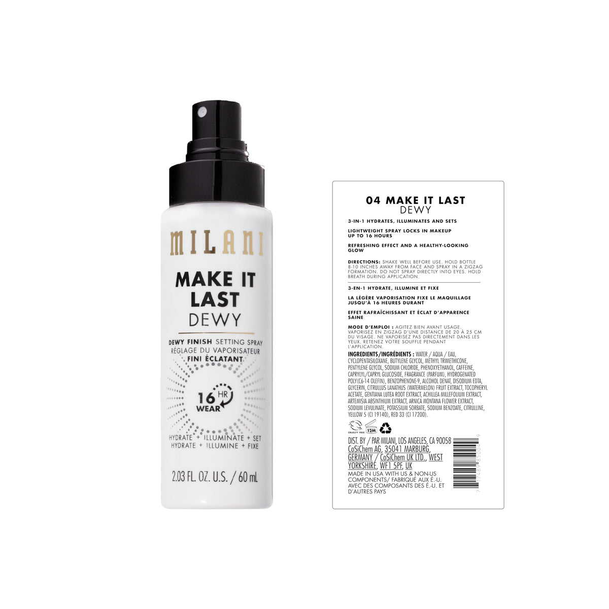 Milani close up of nozzle and texture illustrating fine mist delivery