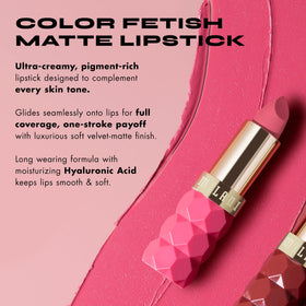 Milani Color Fetish Matte open bullet detail highlighting shape and rich pigment for precise application