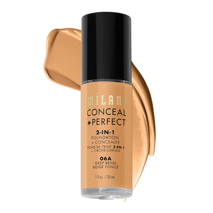 Milani front packaging showing shade 06A Deep Beige and full-coverage benefit