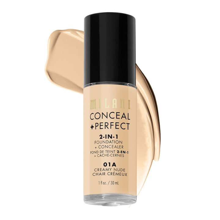 Milani bottle front packaging showing shade and label, clear product benefit