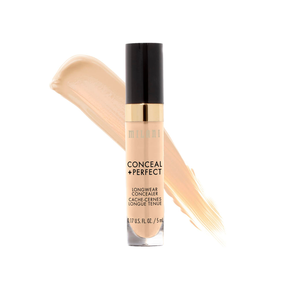 Milani concealer front packaging shows brand and shade, clear coverage benefit