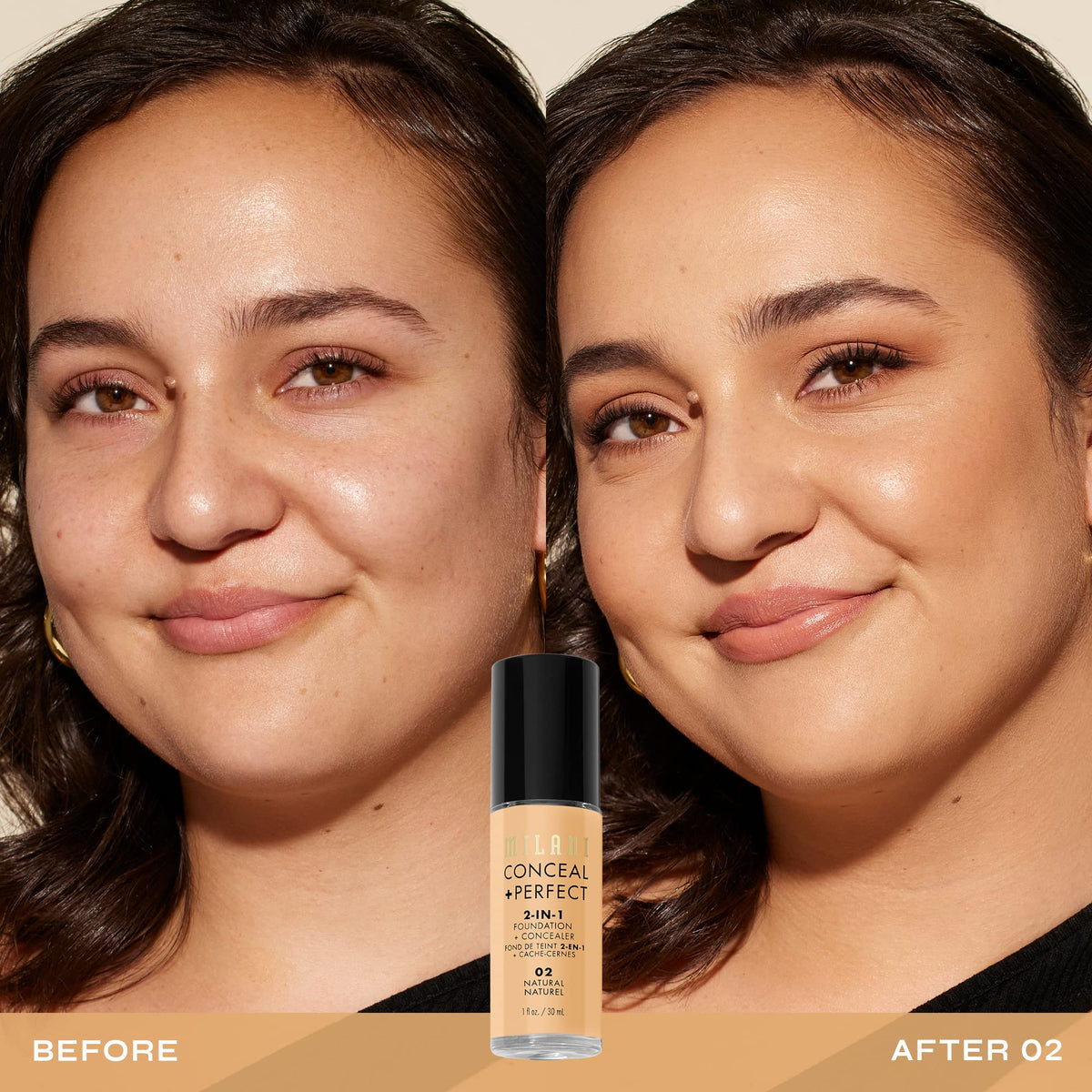 Milani pump dispensing foundation demonstrating easy one-step application benefit