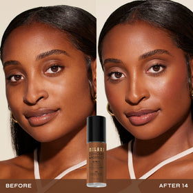 Milani pump dispenser closeup illustrating easy one‑pump application benefit