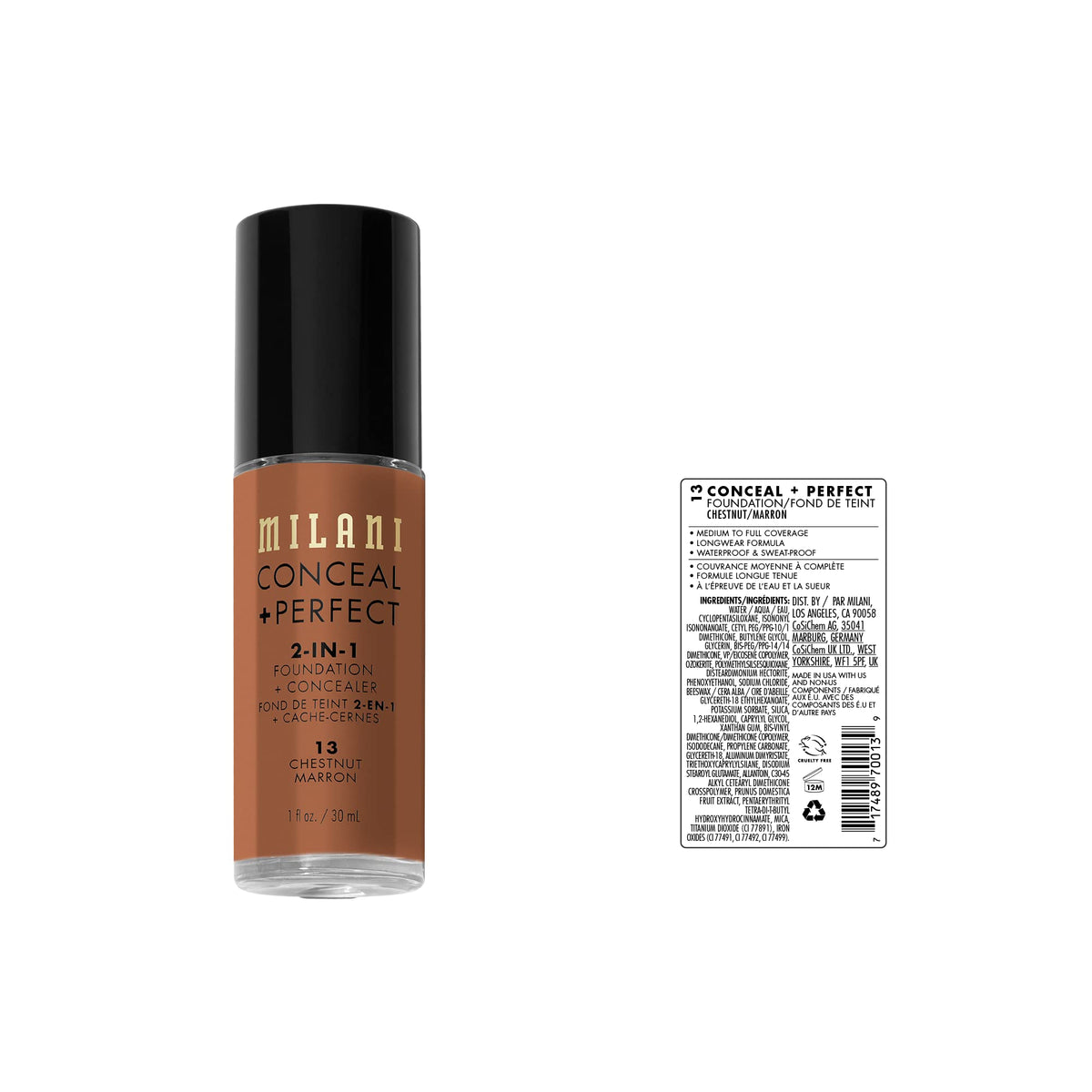 Milani under-eye before and after demonstrating concealed dark circles