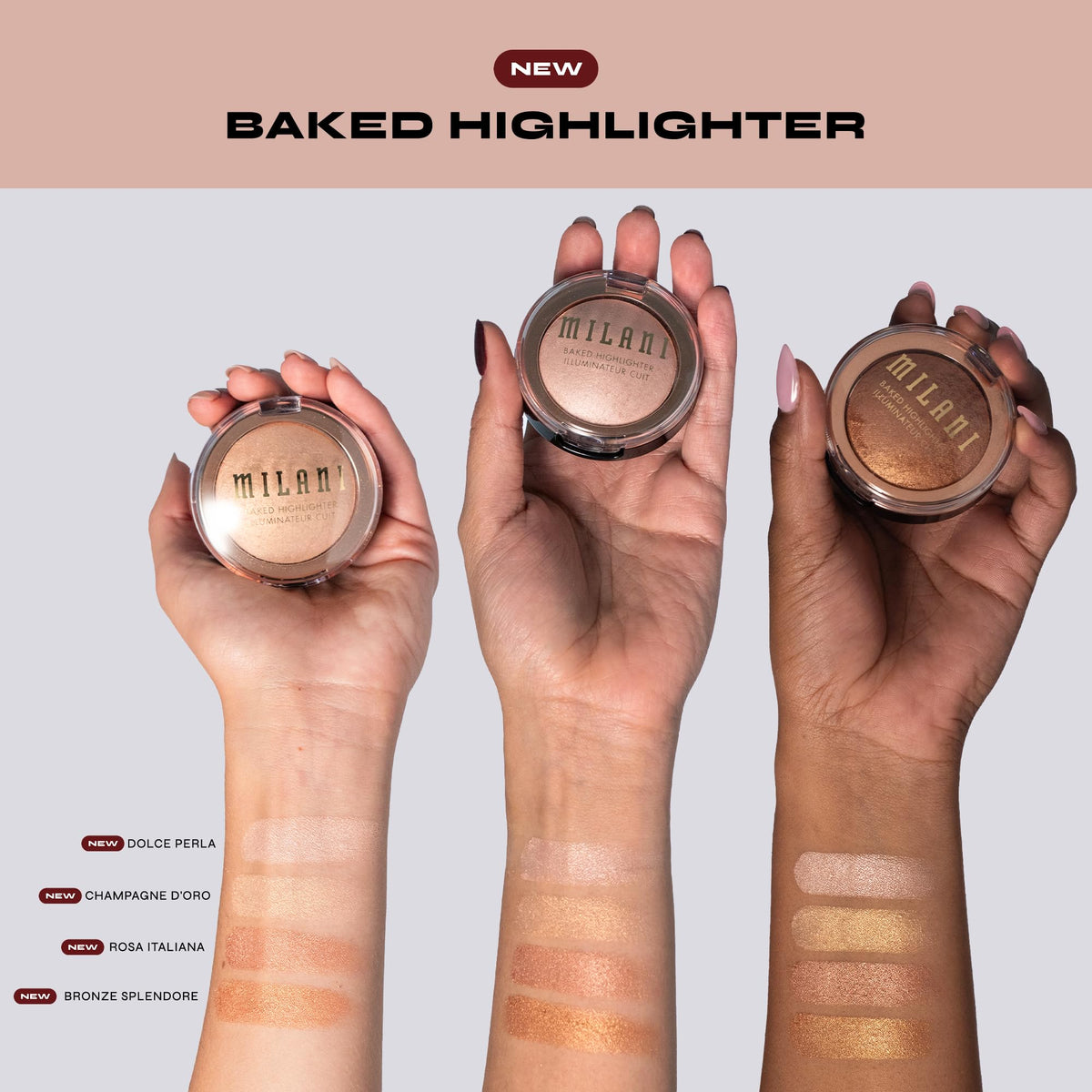 Milani Dolce Perla with brush showing effortless application and buildable sheen