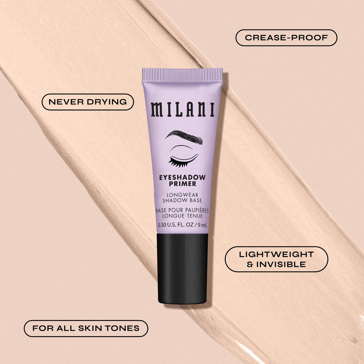 Milani primer creamy texture close-up demonstrating smooth spreadability benefit