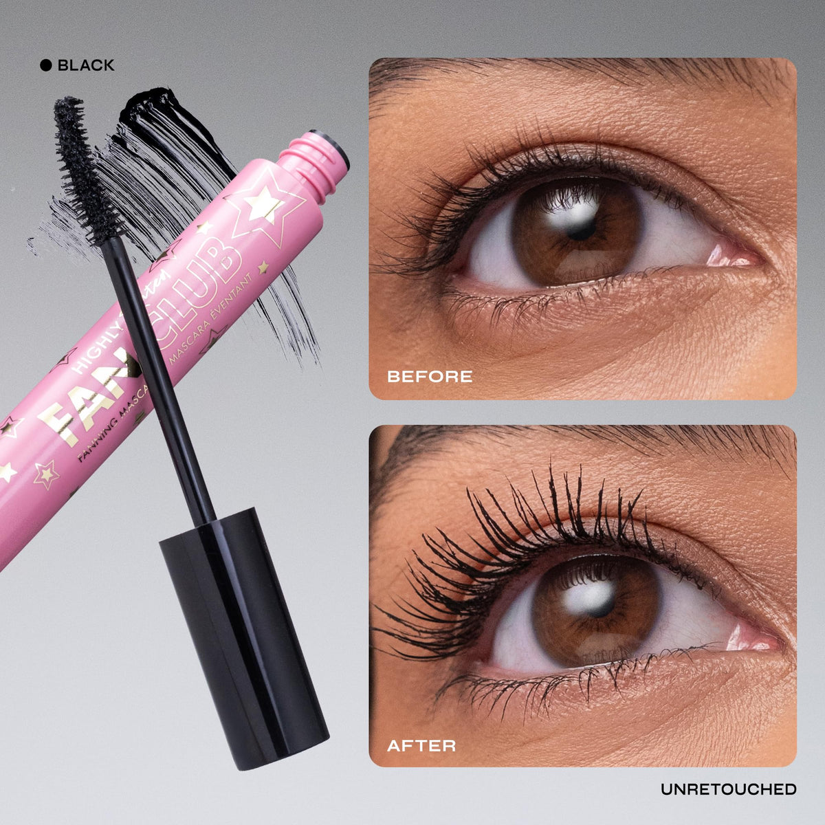 Milani close-up of curved brush demonstrating precise bristles for fanning