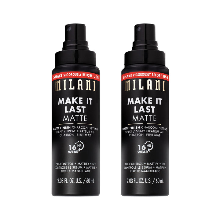 Milani front bottle showing matte packaging and product benefits