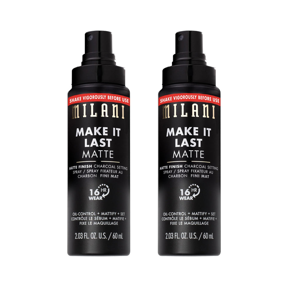 Milani front bottle showing matte packaging and product benefits